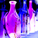 bottles in color negative