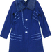 91008A-12  CHANEL BLUE WOOL&COTTON  RABBIT FOX COAT SIZE 2 4 6 P